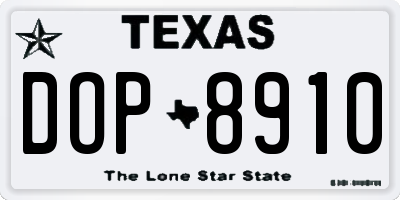 TX license plate DOP8910