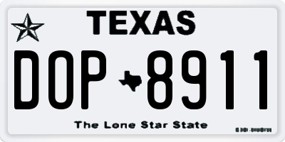 TX license plate DOP8911
