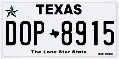 TX license plate DOP8915