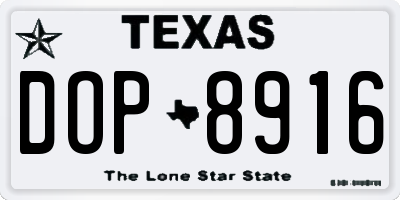 TX license plate DOP8916
