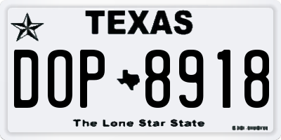 TX license plate DOP8918