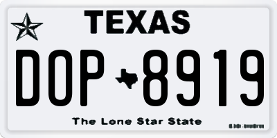 TX license plate DOP8919
