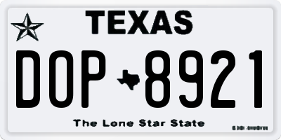 TX license plate DOP8921