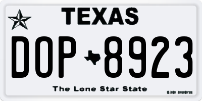 TX license plate DOP8923