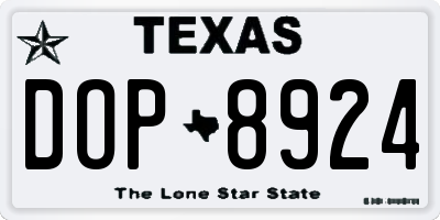 TX license plate DOP8924