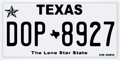 TX license plate DOP8927
