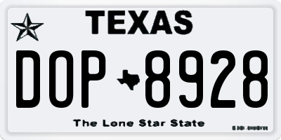TX license plate DOP8928