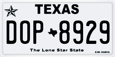TX license plate DOP8929