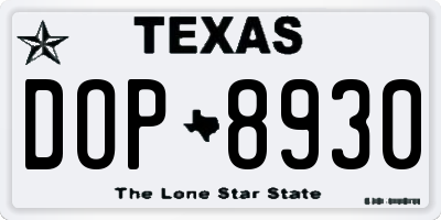 TX license plate DOP8930