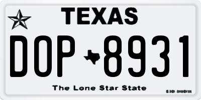 TX license plate DOP8931