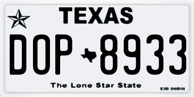 TX license plate DOP8933