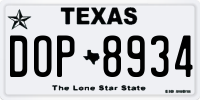 TX license plate DOP8934