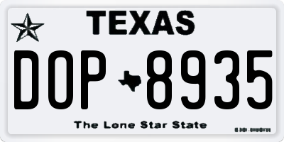 TX license plate DOP8935
