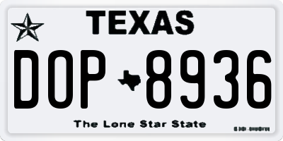 TX license plate DOP8936