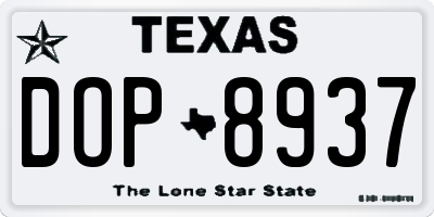 TX license plate DOP8937