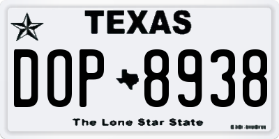 TX license plate DOP8938