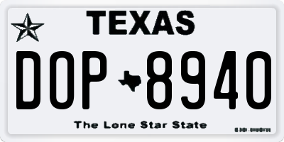 TX license plate DOP8940