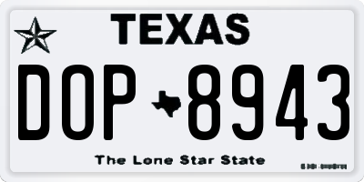 TX license plate DOP8943