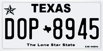 TX license plate DOP8945