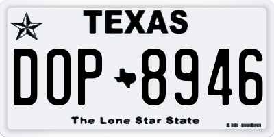 TX license plate DOP8946