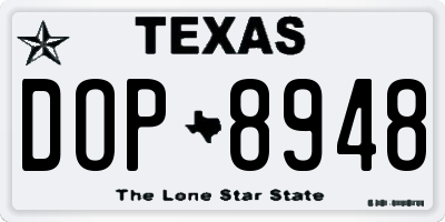TX license plate DOP8948