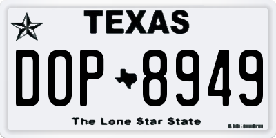 TX license plate DOP8949