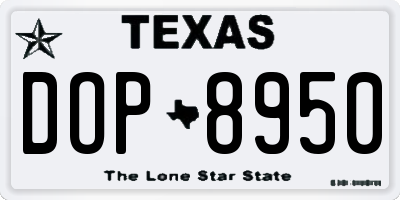 TX license plate DOP8950