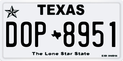 TX license plate DOP8951