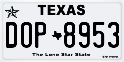 TX license plate DOP8953