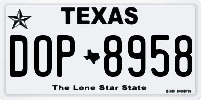 TX license plate DOP8958