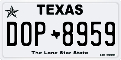 TX license plate DOP8959