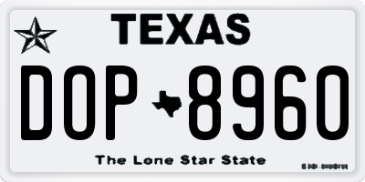 TX license plate DOP8960