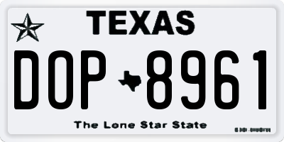 TX license plate DOP8961