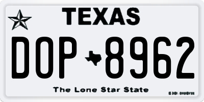 TX license plate DOP8962