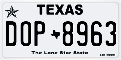 TX license plate DOP8963