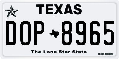 TX license plate DOP8965