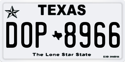 TX license plate DOP8966