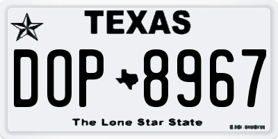 TX license plate DOP8967