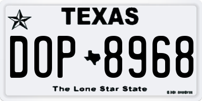 TX license plate DOP8968