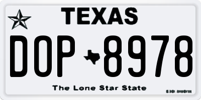 TX license plate DOP8978