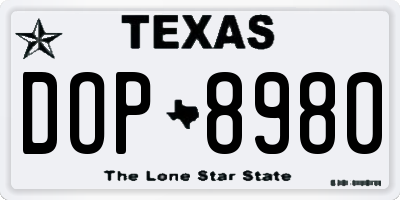 TX license plate DOP8980