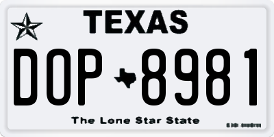 TX license plate DOP8981