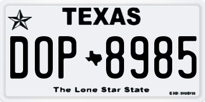 TX license plate DOP8985