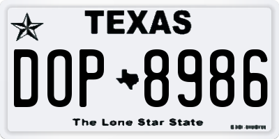 TX license plate DOP8986