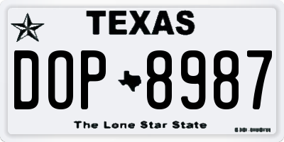 TX license plate DOP8987