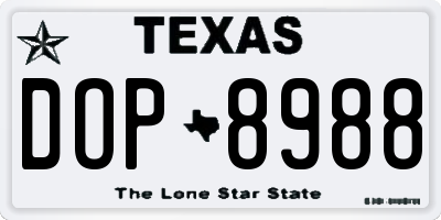 TX license plate DOP8988
