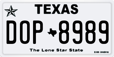TX license plate DOP8989