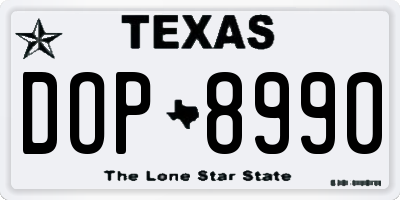 TX license plate DOP8990