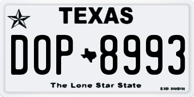 TX license plate DOP8993