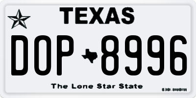 TX license plate DOP8996